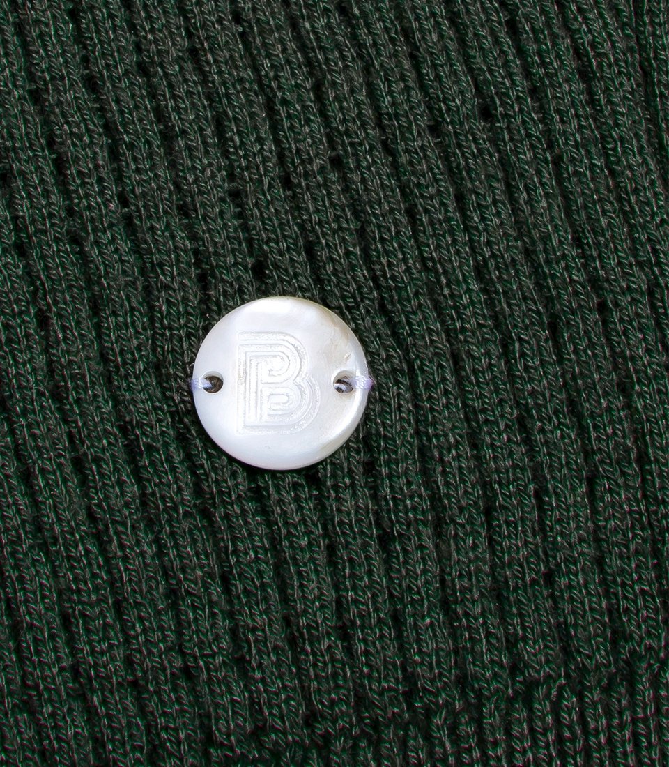 Rivage Knit Polo Waffle Forest Green