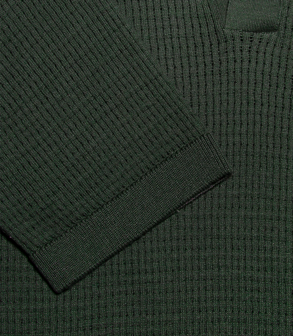 Rivage Knit Polo Waffle Forest Green
