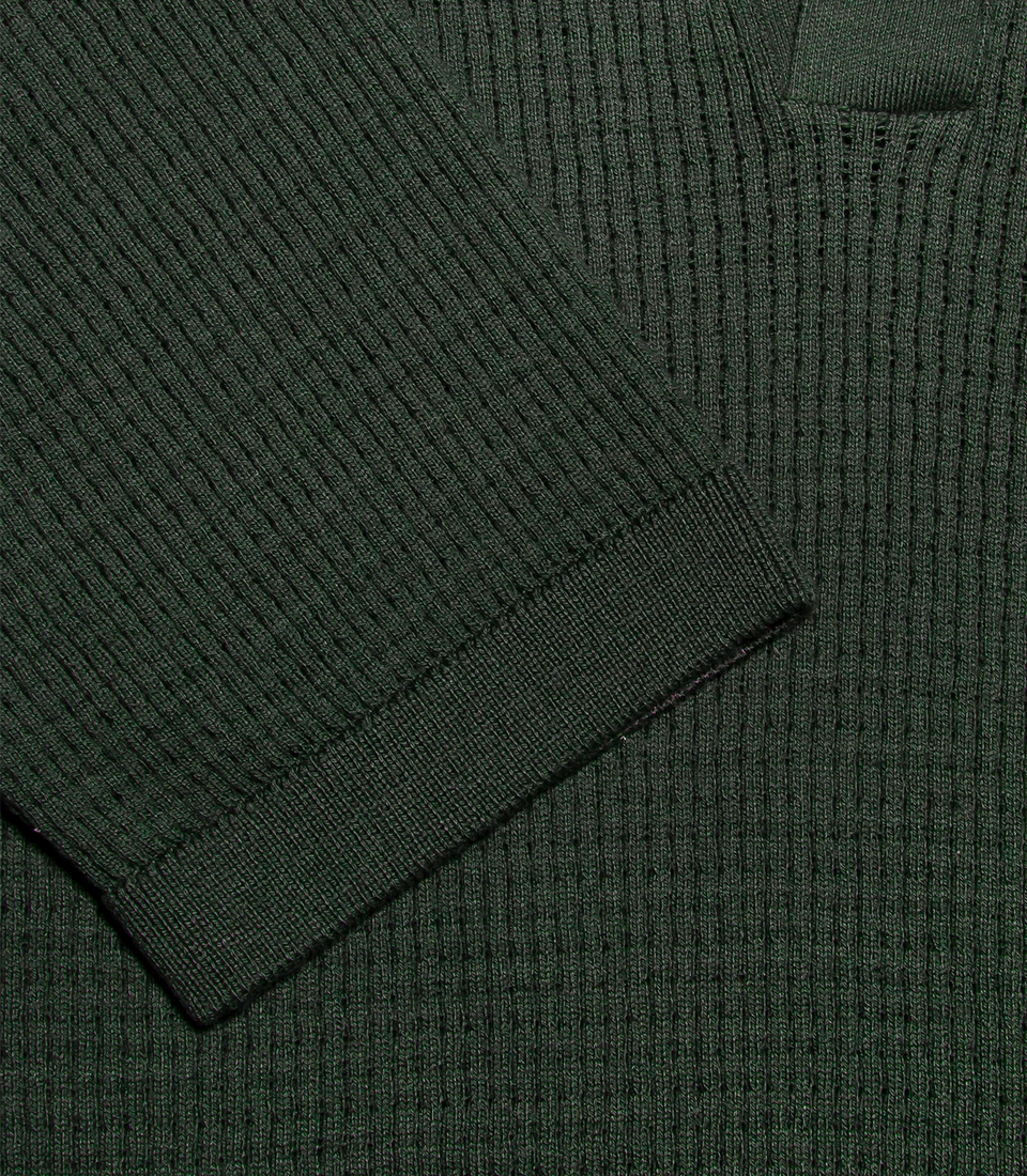 Rivage Knit Polo Waffle Forest Green