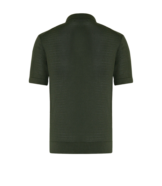 Rivage Knit Polo Waffle Forest Green
