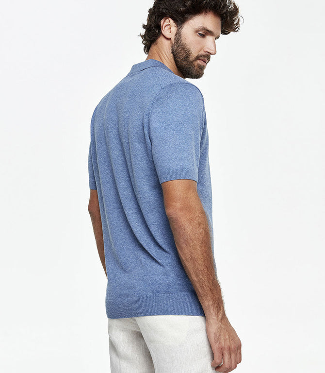 Rivage Knit Polo Soft Blue - Barthelemy