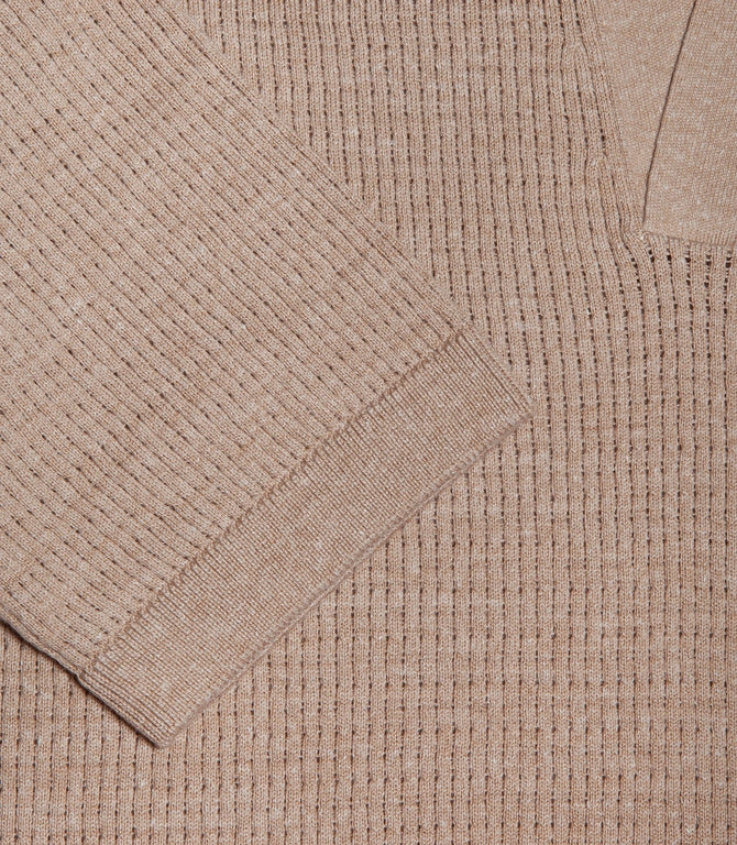 Rivage Knit Polo Waffle Camel