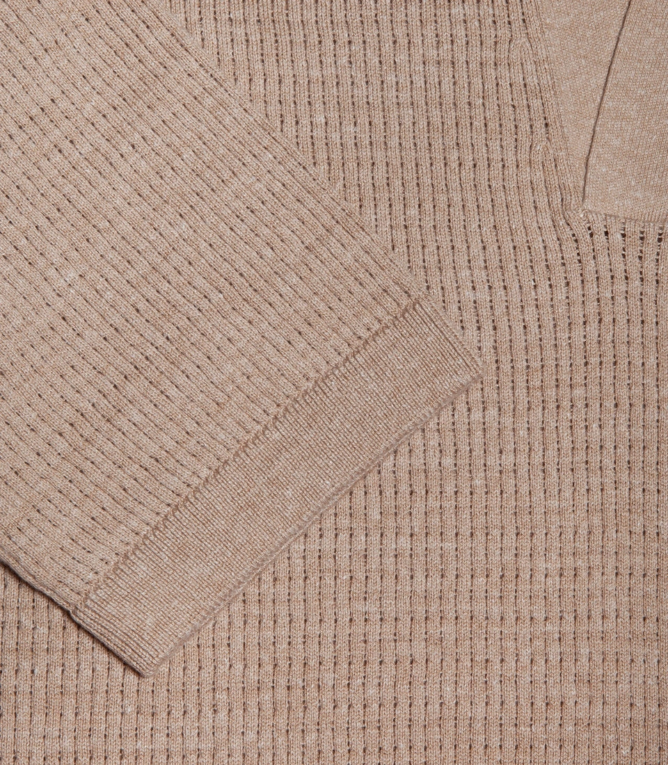 Rivage Knit Polo Waffle Camel