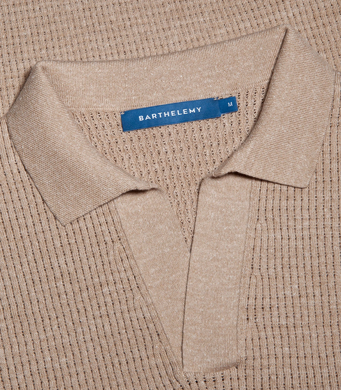 Rivage Knit Polo Waffle Camel