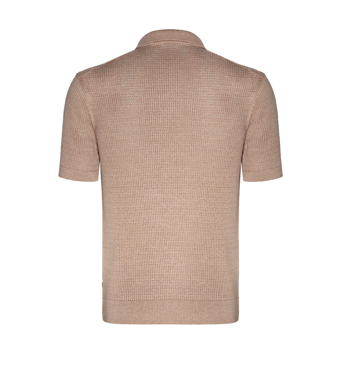 Rivage Knit Polo Waffle Camel