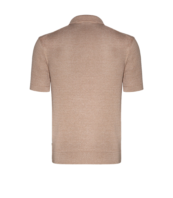 Rivage Knit Polo Waffle Camel