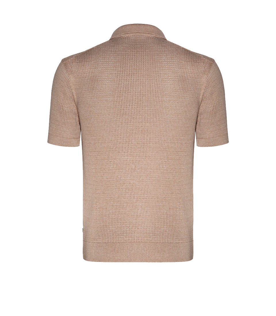 Rivage Knit Polo Waffle Camel