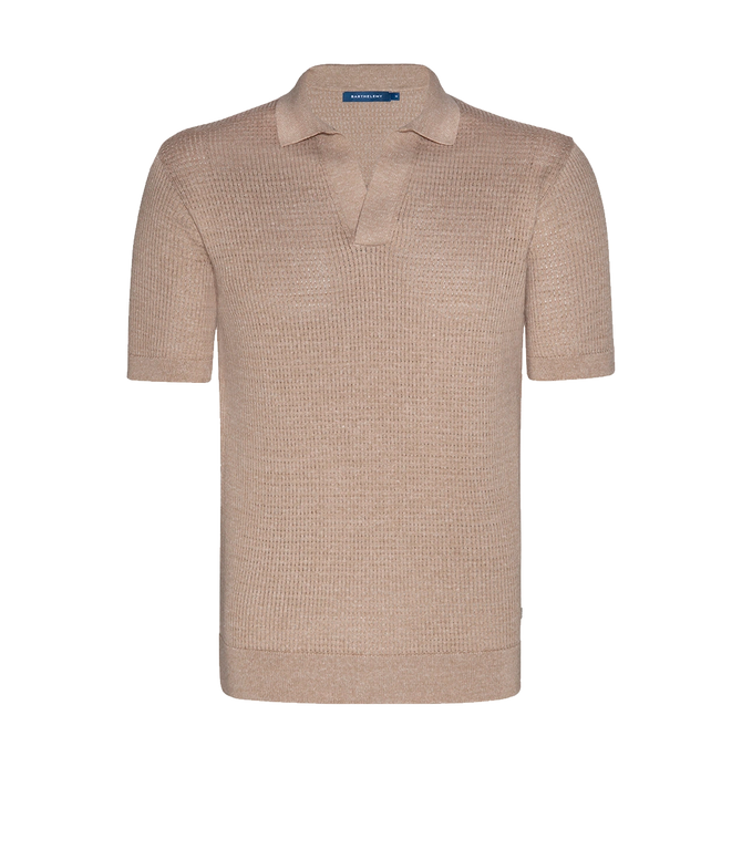 Rivage Knit Polo Waffle Camel