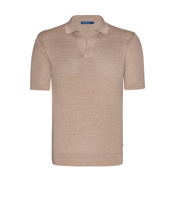 Rivage Knit Polo Waffle Camel