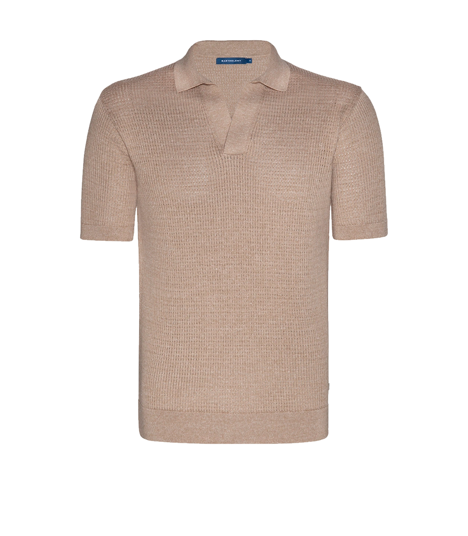 Rivage Knit Polo Waffle Camel