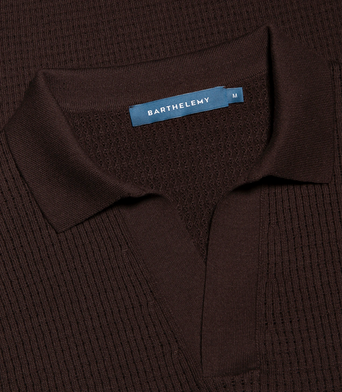 Rivage Knit Polo Waffle Chocolate Brown