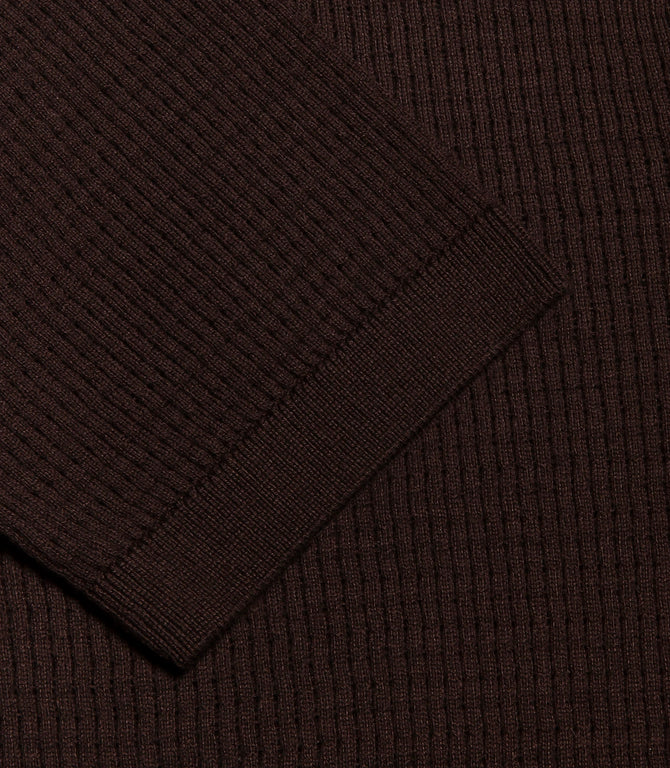 Rivage Knit Polo Waffle Chocolate Brown