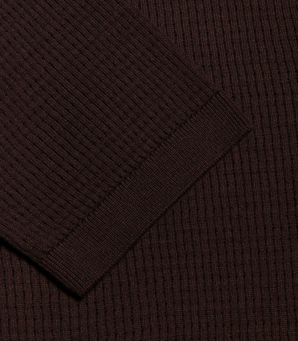 Rivage Knit Polo Waffle Chocolate Brown
