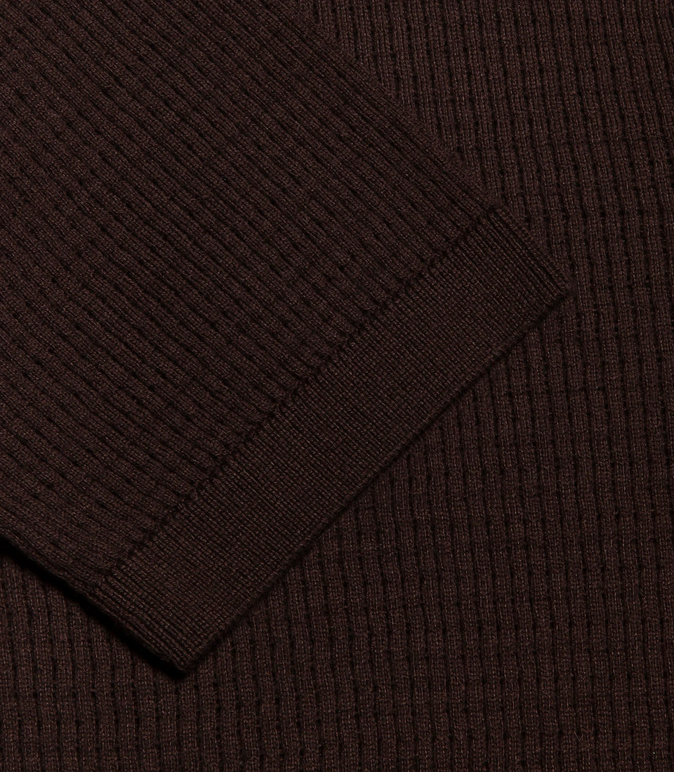 Rivage Knit Polo Waffle Chocolate Brown