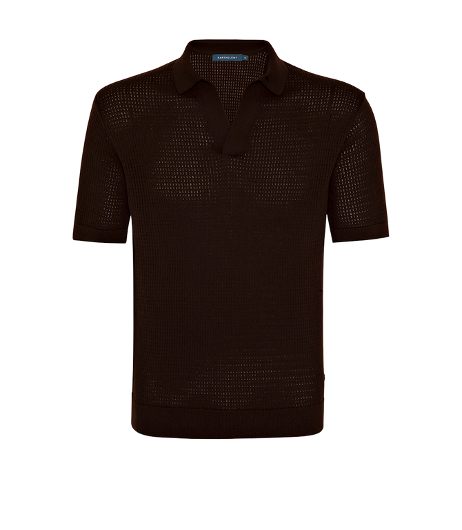 Rivage Knit Polo Waffle Chocolate Brown