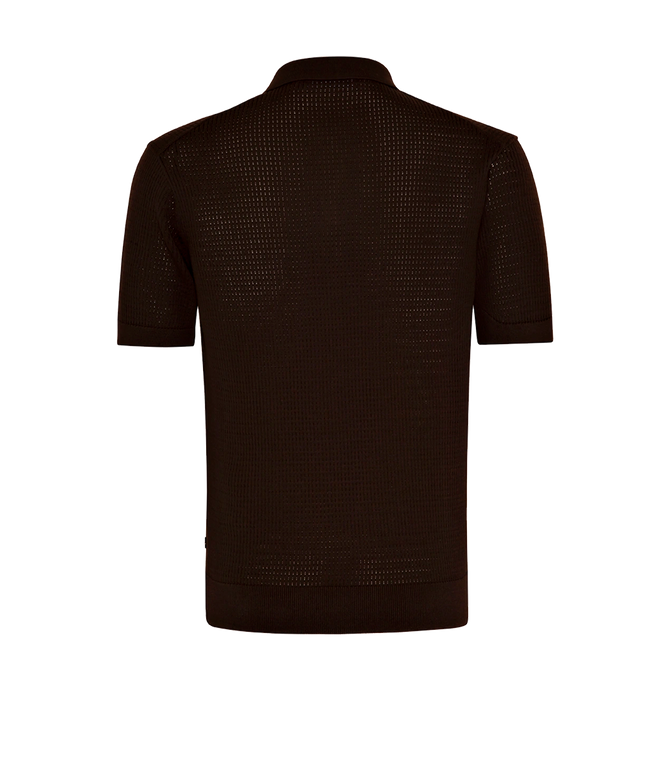 Rivage Knit Polo Waffle Chocolate Brown