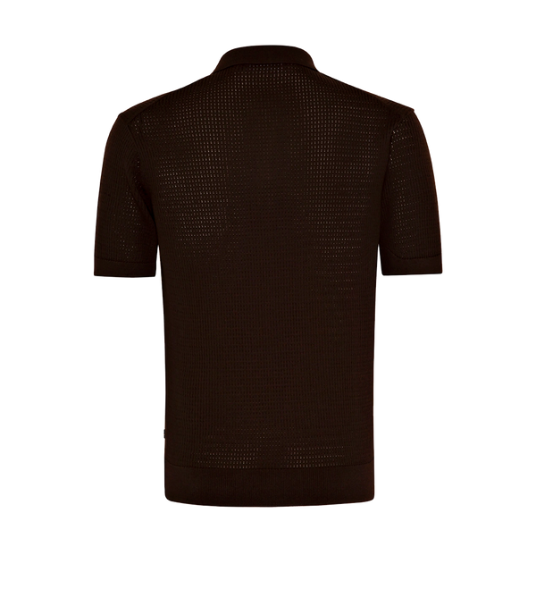 Rivage Knit Polo Waffle Chocolate Brown