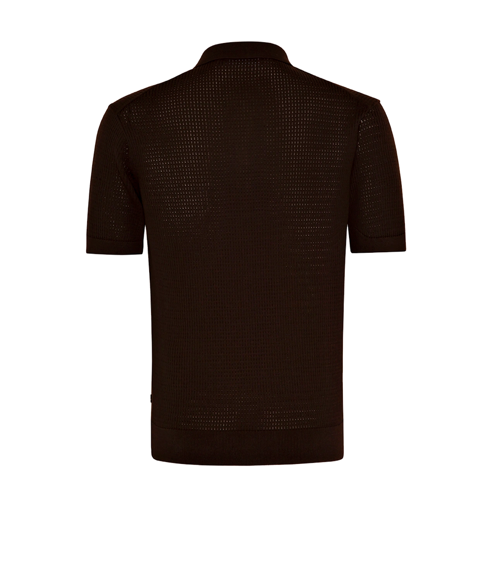 Rivage Knit Polo Waffle Chocolate Brown