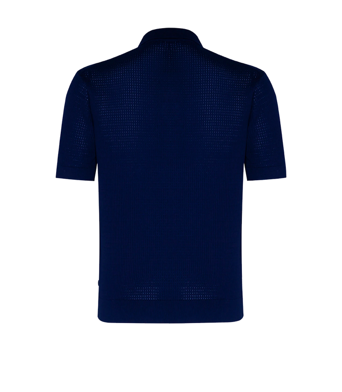 Rivage Knit Polo Waffle Dark Blue