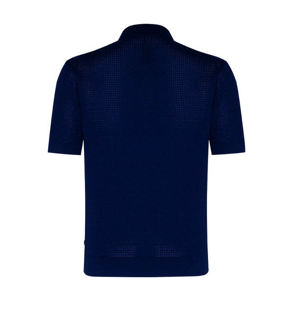 Rivage Knit Polo Waffle Dark Blue