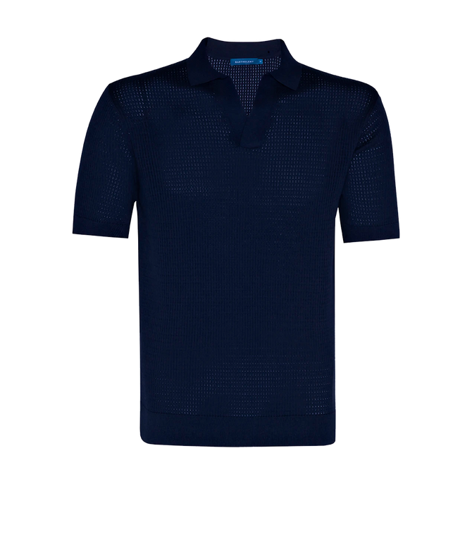 Rivage Knit Polo Waffle Dark Blue