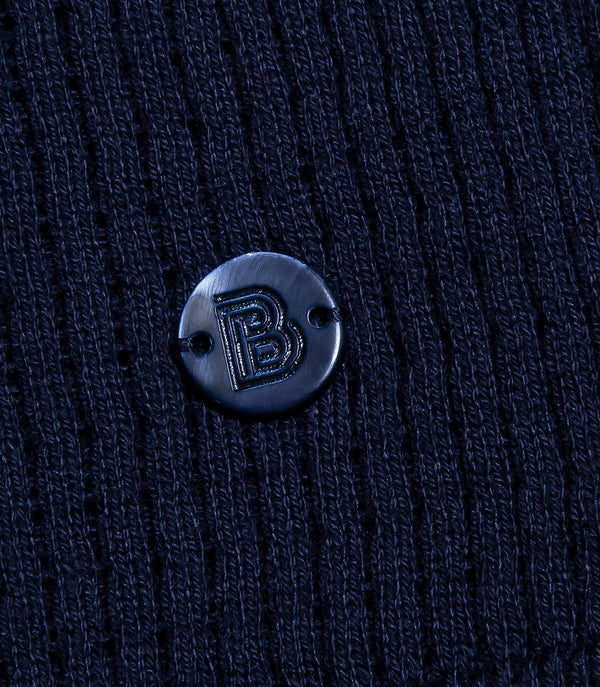 Rivage Knit Polo Waffle Dark Blue