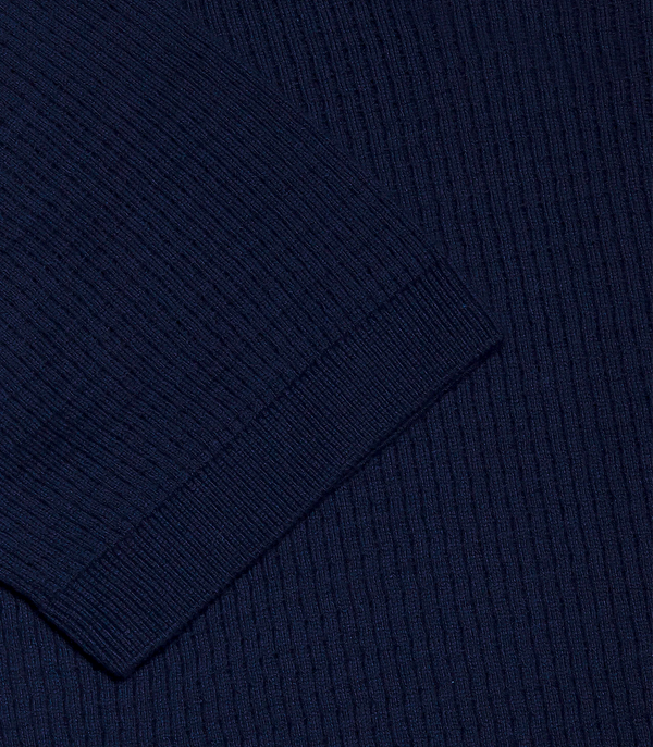 Rivage Knit Polo Waffle Dark Blue