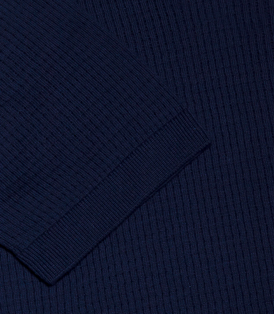 Rivage Knit Polo Waffle Dark Blue
