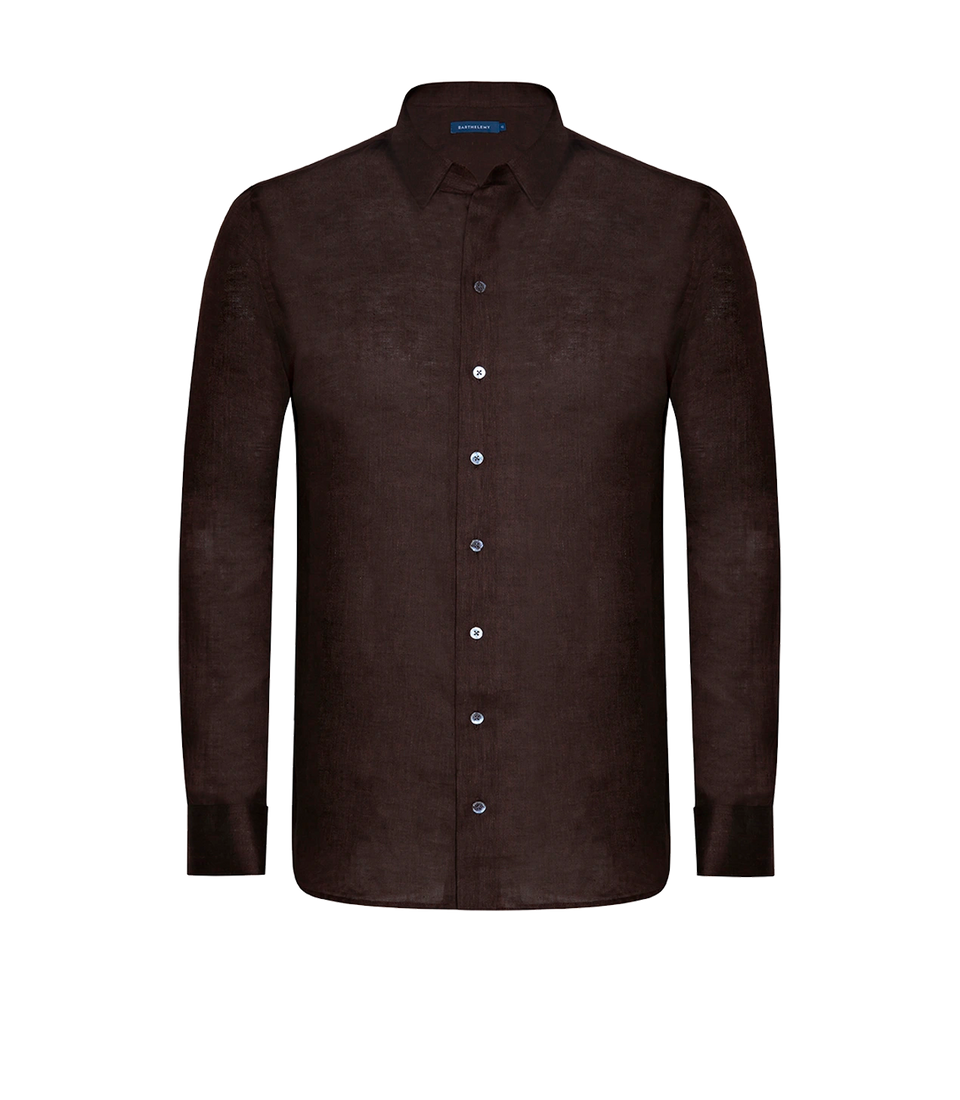 Tailored Linen Shirt Coffee