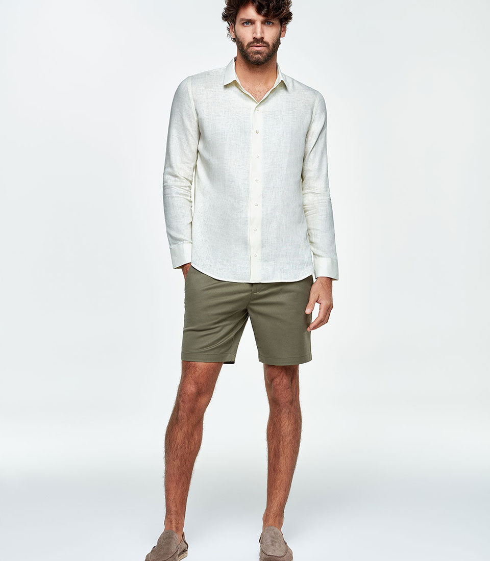 Tailored Linen Shirt Green Water - Barthelemy