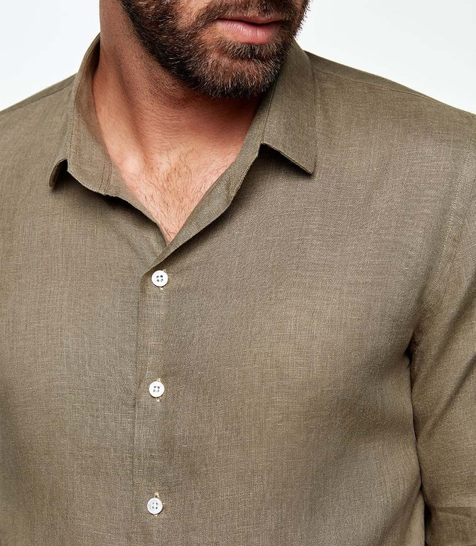 Tailored Linen Shirt Tropical Green - Barthelemy