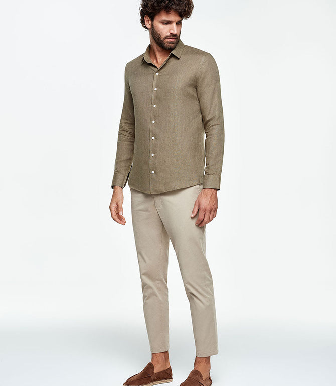 Tailored Linen Shirt Tropical Green - Barthelemy