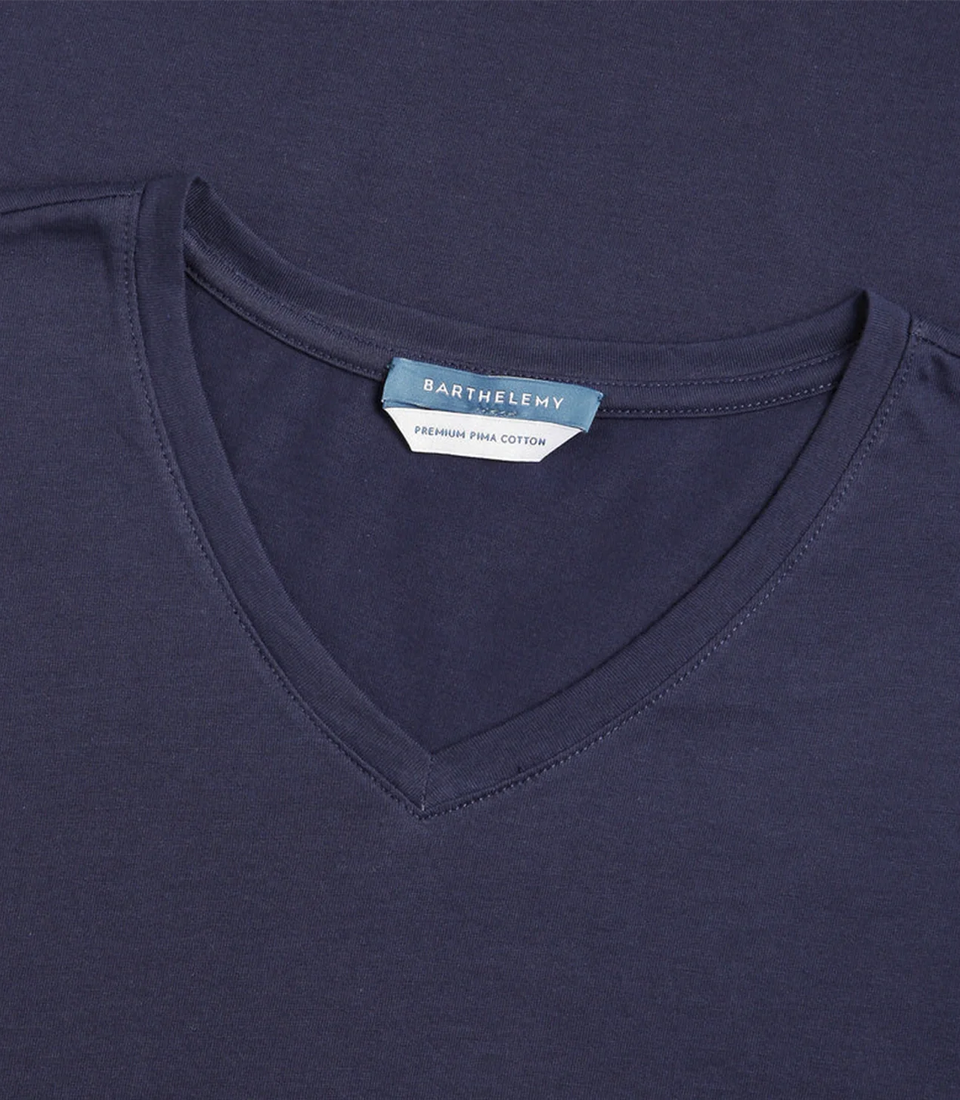 VNeck T-Shirt Pima Navy - Barthelemy