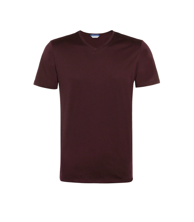 VNeck T-Shirt Pima Wine - Barthelemy