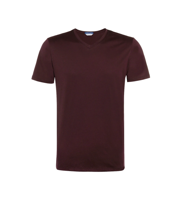 VNeck T-Shirt Pima Wine - Barthelemy