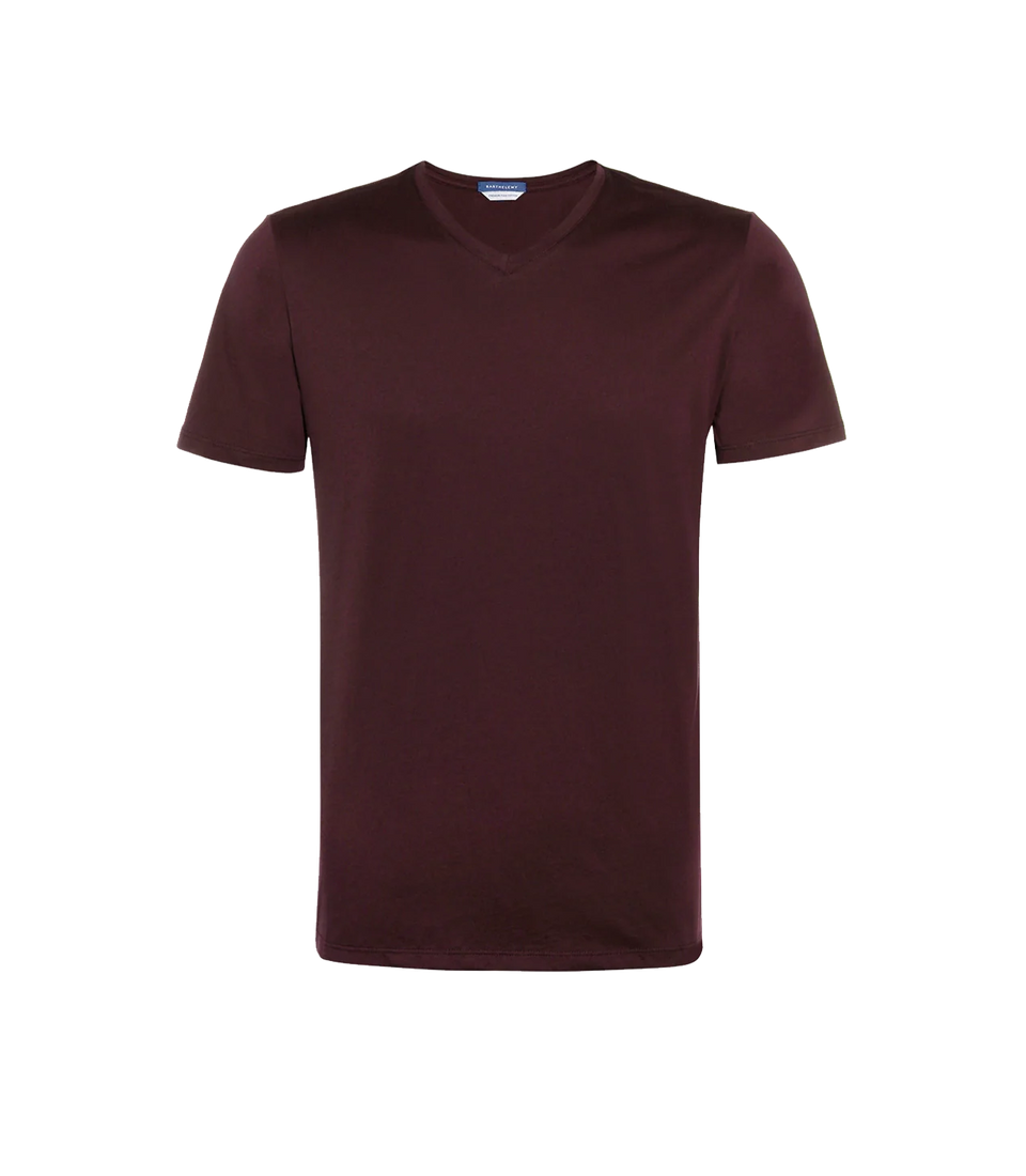 VNeck T-Shirt Pima Wine - Barthelemy