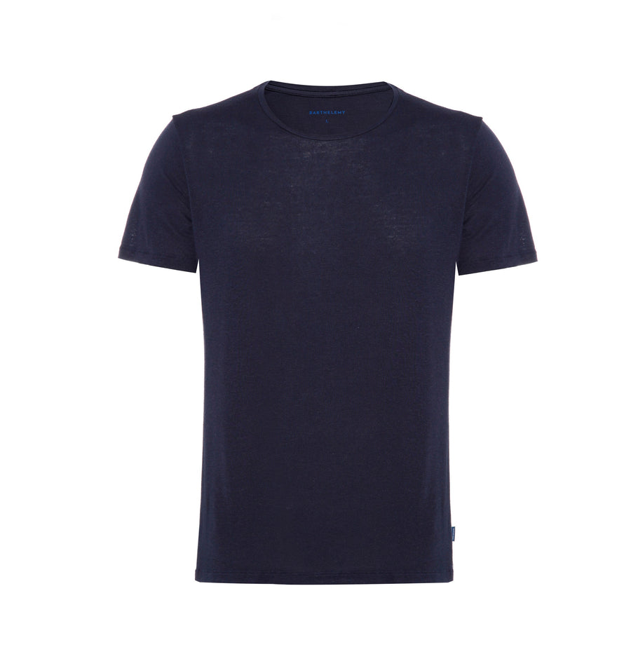 Linen T-Shirt Navy - Barthelemy